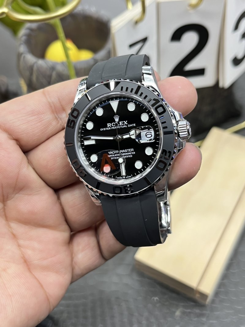 Rolex Yacht-Master 42mm Black Dial Rubber Strap Watch view