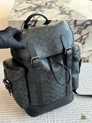 Coach Black Signature Dual Zip Backpack 40cm view 7