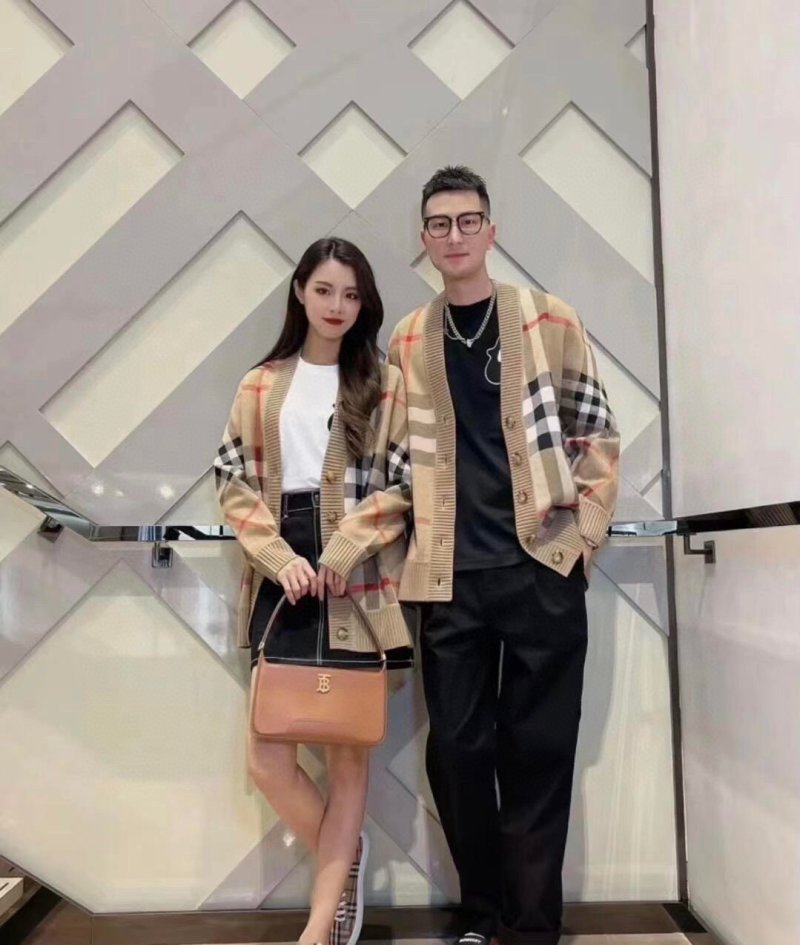 Burberry Check Wool Cardigan Tan Multi view