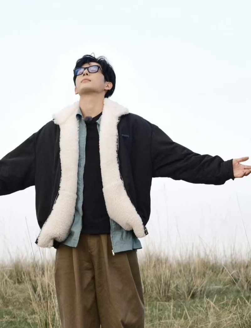 Black Sherpa Collar Overshirt Jacket view