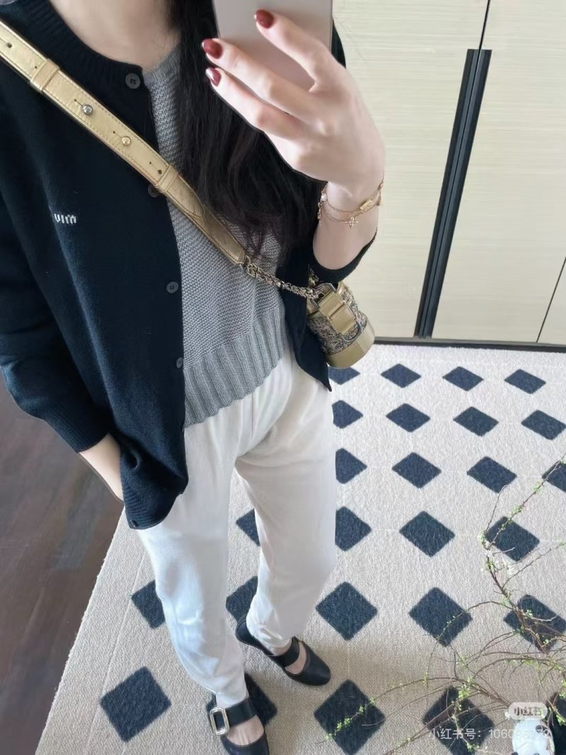 Miu Miu Black Cropped Cardigan with Cold-Shoulder Detail view