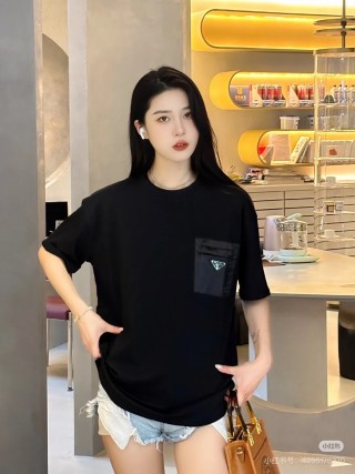 Prada Black Short Sleeve T-Shirt with Chest Logo view 5