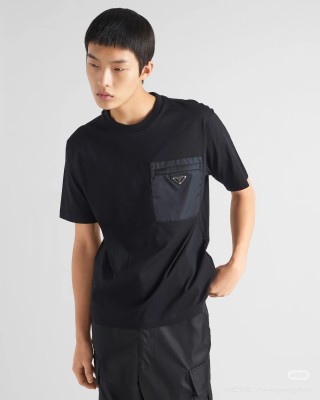 Prada Black Short Sleeve T-Shirt with Chest Logo view 8