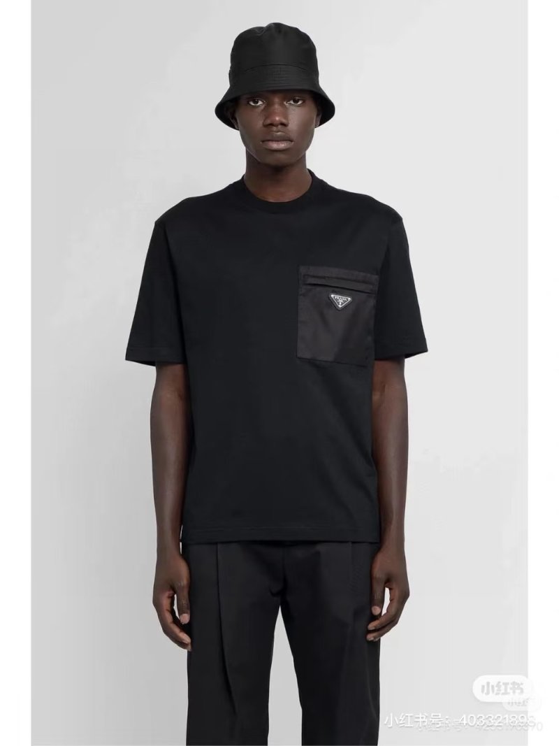 Prada Black Short Sleeve T-Shirt with Chest Logo view