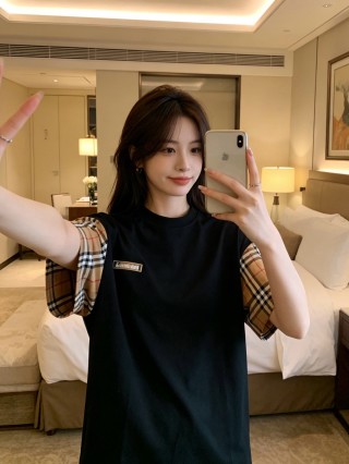 Burberry Check Sleeve Black T-Shirt view 2