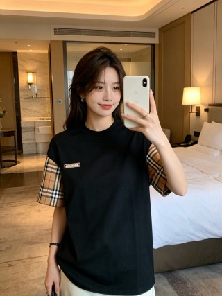 Burberry Check Sleeve Black T-Shirt view 6