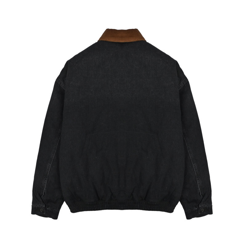 Miu Miu Black Nylon Zip Jacket with Corduroy Collar view