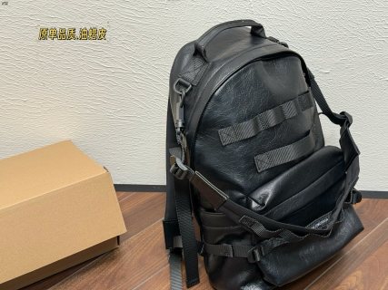 Balenciaga UA Black Oil Wax Leather Backpack with Detachable Strap view 2
