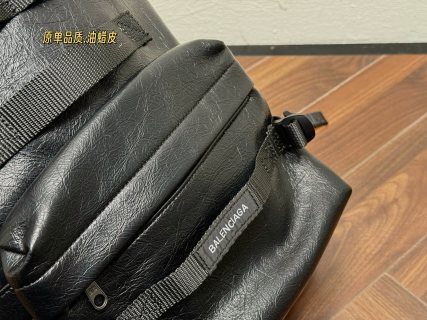 Balenciaga UA Black Oil Wax Leather Backpack with Detachable Strap view 5