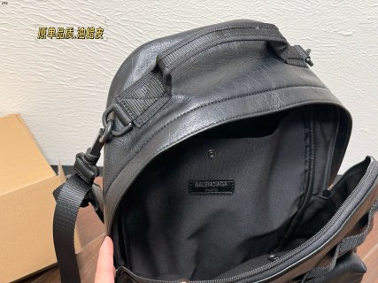 Balenciaga UA Black Oil Wax Leather Backpack with Detachable Strap view 9