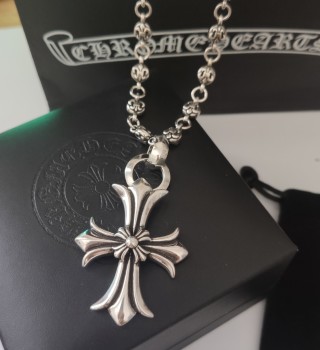 Chrome Hearts Cross Pendant Silver Chain Necklace