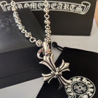 Chrome Hearts Cross Pendant Silver Chain Necklace view 2