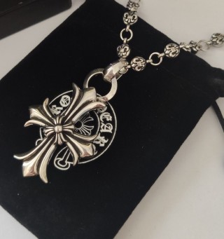 Chrome Hearts Cross Pendant Silver Chain Necklace view 3