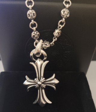 Chrome Hearts Cross Pendant Silver Chain Necklace view 4