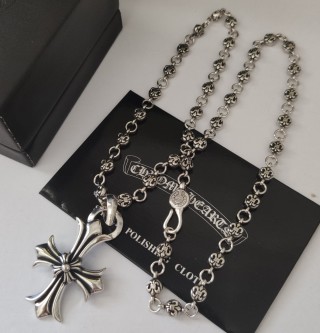 Chrome Hearts Cross Pendant Silver Chain Necklace view 6