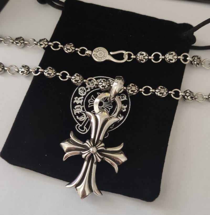 Chrome Hearts Cross Pendant Silver Chain Necklace view