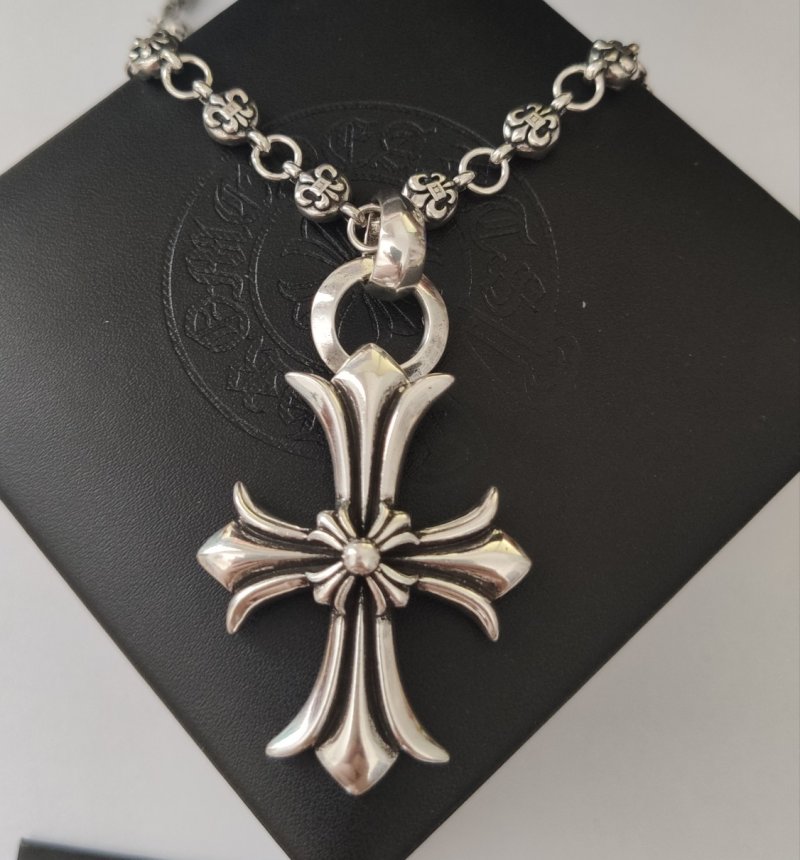 Chrome Hearts Cross Pendant Silver Chain Necklace view