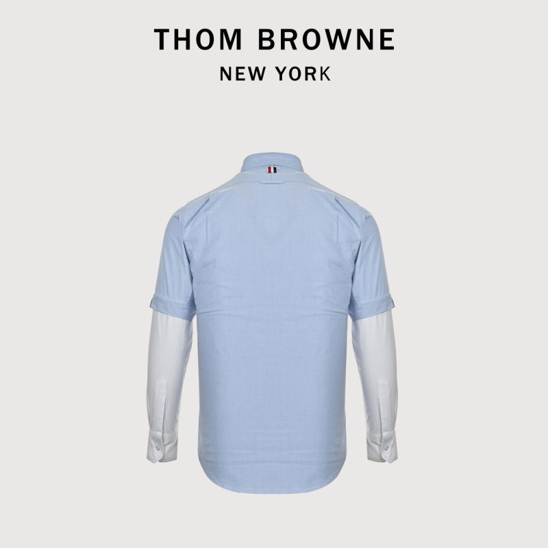 Thom Browne Colorblock Long Sleeve Shirt Light Blue White view