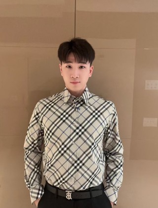 Burberry Check Plaid Long-Sleeve Shirt Cream/Black view 2
