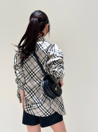 Burberry Check Plaid Long-Sleeve Shirt Cream/Black view 4