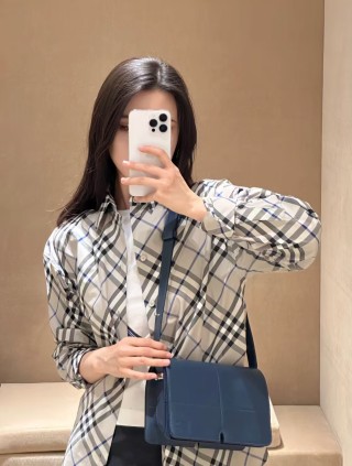 Burberry Check Plaid Long-Sleeve Shirt Cream/Black view 5
