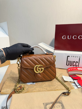 Gucci GG Marmont Caramel Quilted Leather Shoulder Bag view 2