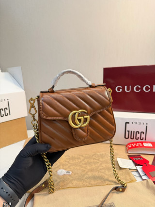 Gucci GG Marmont Caramel Quilted Leather Shoulder Bag view 3