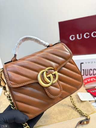 Gucci GG Marmont Caramel Quilted Leather Shoulder Bag view 4