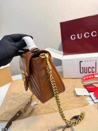 Gucci GG Marmont Caramel Quilted Leather Shoulder Bag view 5