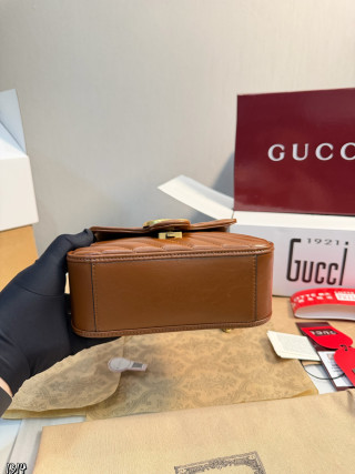 Gucci GG Marmont Caramel Quilted Leather Shoulder Bag view 8