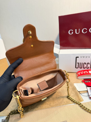 Gucci GG Marmont Caramel Quilted Leather Shoulder Bag view 9