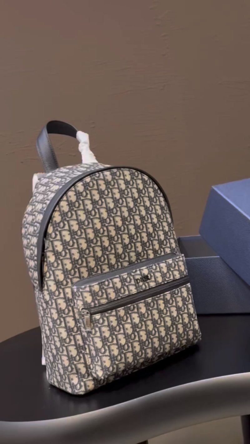 Dior Oblique Monogram Backpack Beige Black