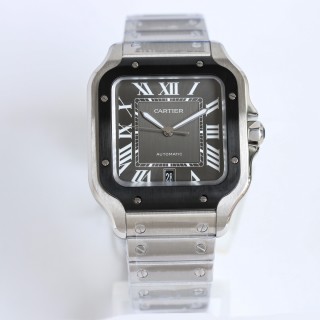 Cartier Santos Automatic Steel Watch Black Dial view 2