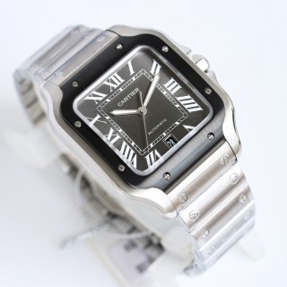 Cartier Santos Automatic Steel Watch Black Dial view 3