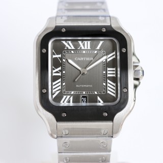 Cartier Santos Automatic Steel Watch Black Dial view 4