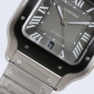Cartier Santos Automatic Steel Watch Black Dial view 6