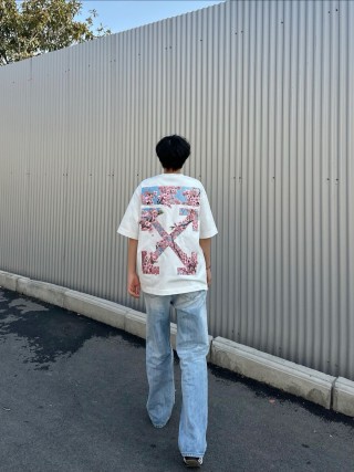 White Cherry Blossom Graphic Short Sleeve T-Shirt view 2