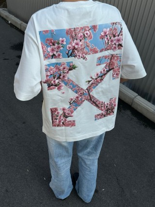 White Cherry Blossom Graphic Short Sleeve T-Shirt view 3