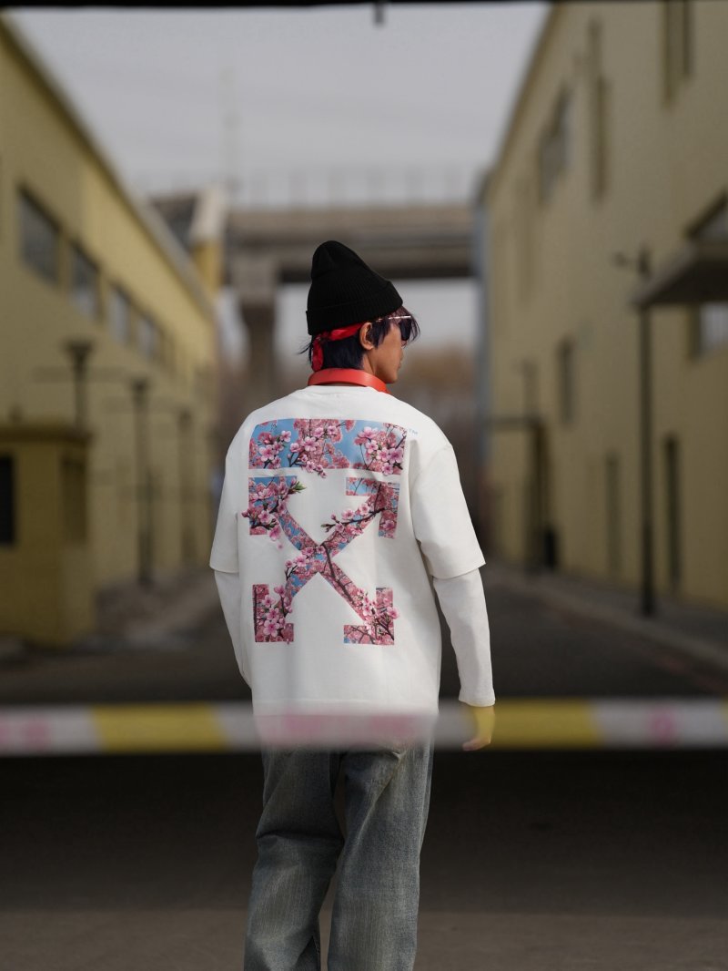 White Cherry Blossom Graphic Short Sleeve T-Shirt view