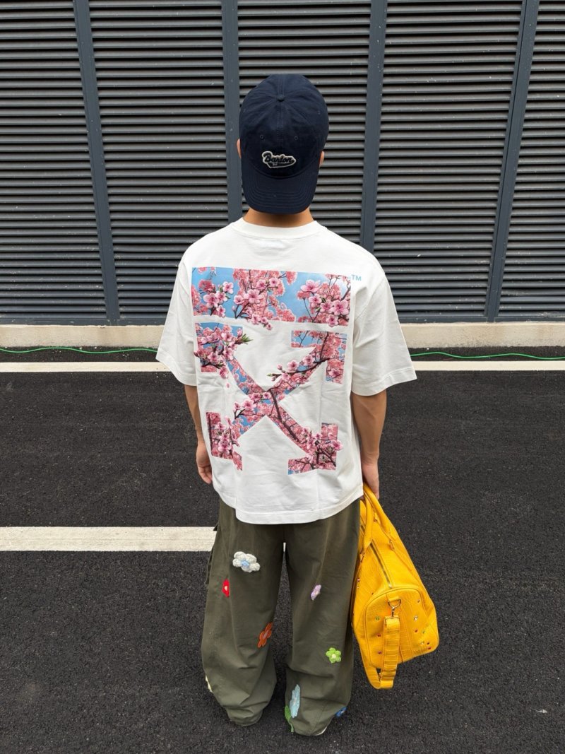 White Cherry Blossom Graphic Short Sleeve T-Shirt view