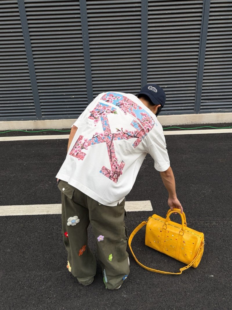 White Cherry Blossom Graphic Short Sleeve T-Shirt view