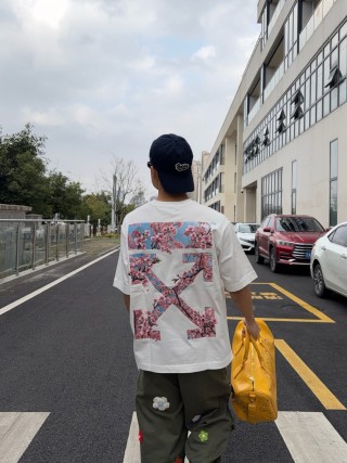 White Cherry Blossom Graphic Short Sleeve T-Shirt view 9