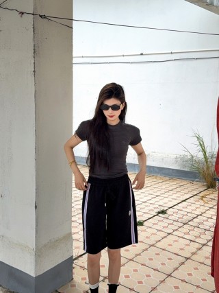 Moncler Black Shorts with Tricolour Stripe view 3