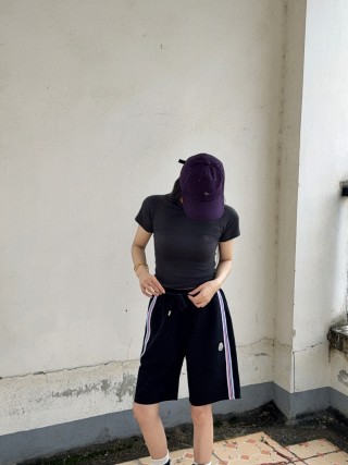 Moncler Black Shorts with Tricolour Stripe view 6