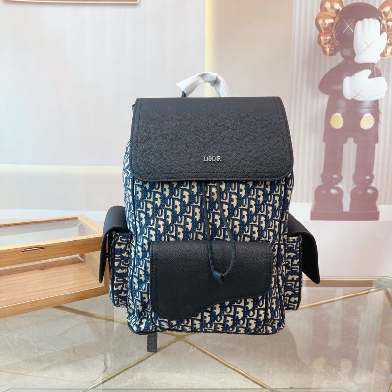 Dior Oblique Canvas Backpack - Black & Navy