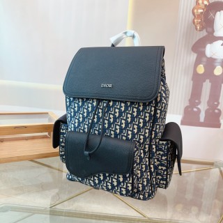 Dior Oblique Canvas Backpack - Black & Navy view 3
