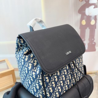 Dior Oblique Canvas Backpack - Black & Navy view 4