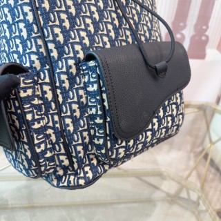 Dior Oblique Canvas Backpack - Black & Navy view 5