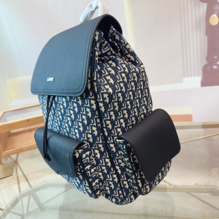 Dior Oblique Canvas Backpack - Black & Navy view 6