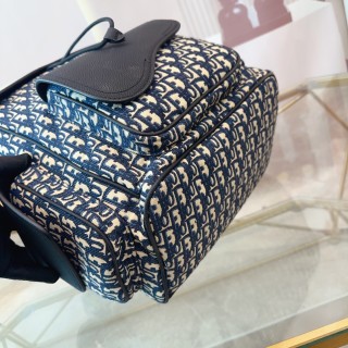 Dior Oblique Canvas Backpack - Black & Navy view 7